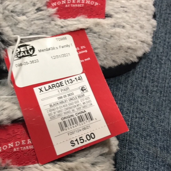 TARGET mens slippers size 13-14 memory form and fur. - Picture 3 of 3